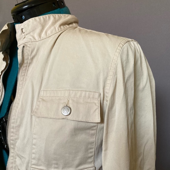 Max Studio Tan Twill Lightweight Jacket M Medium Khaki - Picture 2 of 4
